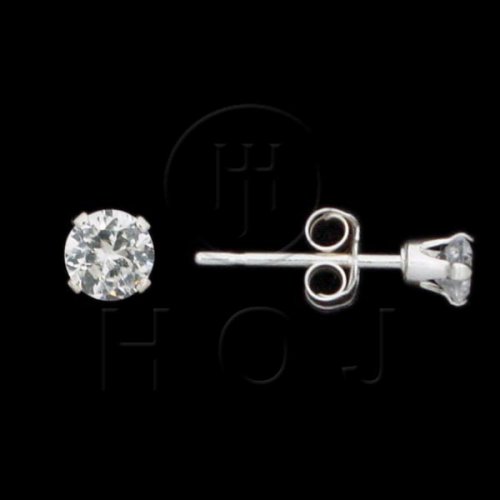 Silver CZ Stud Earrings Round 3mm (ST-1014-3)