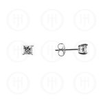 Silver Square Princess Cut CZ Stud Earrings 4 x 4 (ST-1016-4)