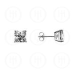 Silver Square Princess Cut CZ Stud Earrings 8 x8 (ST-1016-8)