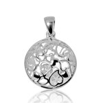 Silver Puffed Hand Carved Round Hearts Pendant (P-1051)