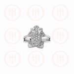 Silver Rhodium Plated Frog CZ Ring (R-1237)