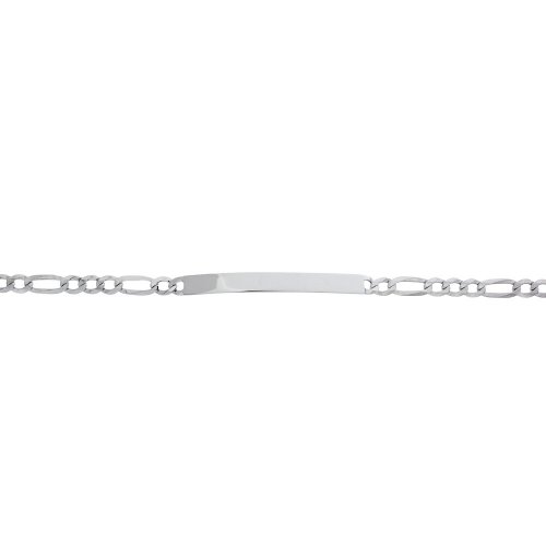 Rhodium Plated Sterling Silver ID Bracelet Figaro(ID-FIG-100-RH)