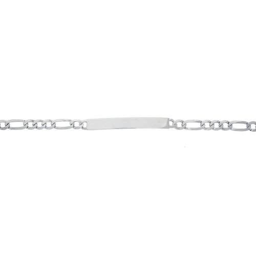 Rhodium Plated Sterling Silver ID Bracelet Figaro(ID-FIG-120-RH)