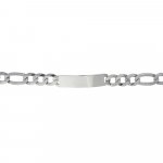 Rhodium Plated Sterling Silver ID Bracelet Figaro(ID-FIG-220-RH)
