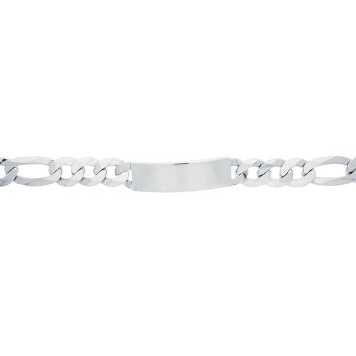 Rhodium Plated Sterling Silver ID Bracelet Figaro(ID-FIG-300-RH)