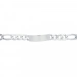 Rhodium Plated Sterling Silver ID Bracelet Figaro(ID-FIG-300-RH)