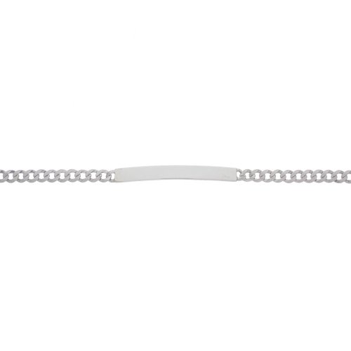 Rhodium Plated Sterling Silver ID Bracelet Curb(ID-GD-100-RH)