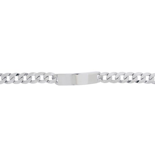 Rhodium Plated Sterling Silver ID Bracelet Curb(ID-GD-400-RH)