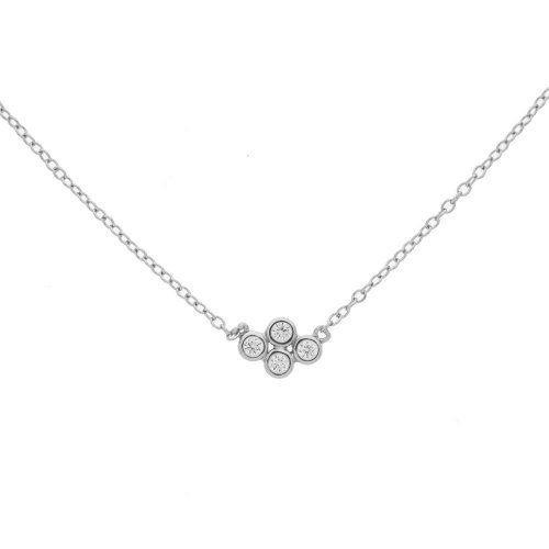 Sterling Silver CZ Cluster Necklace (N-1236)