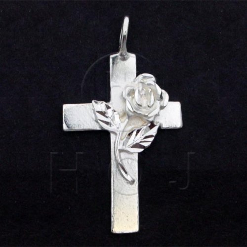 Sterling Silver Diamond Cut Religious Cross Charm (C4129)