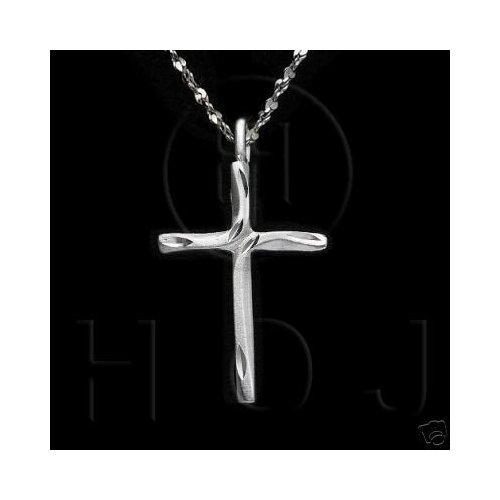 Sterling Silver Diamond Cut Religious Cross Charm (JB550)
