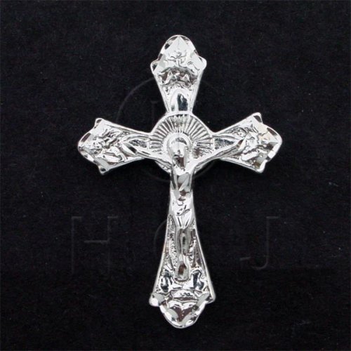 Sterling Silver Diamond Cut Religious Cross Charm (JB476)