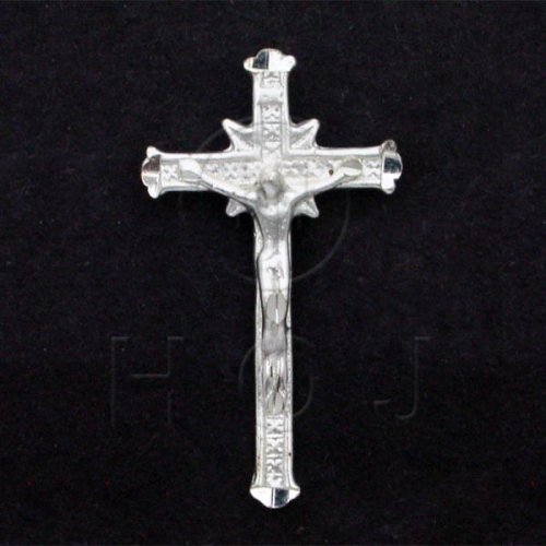 Sterling Silver Diamond Cut Religious Cross Charm (JB397)