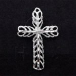 Sterling Silver Diamond Cut Religious Charm Cross (JB555)