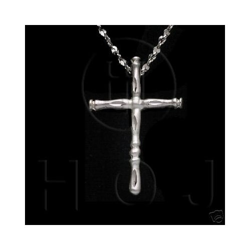 Sterling Silver Diamond Cut Religious Cross Charm (JB390)