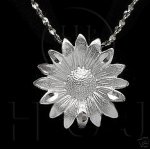 Sterling Silver Diamond Cut Flower Charm (C4369)