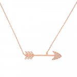 Sterling Silver CZ Rosegold Arrow Necklace (N-1035-R)