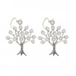 Sterling Silver CZ Tree of Life Dangle Earrings (ER-1309)