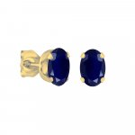 14K Gold Sapphire September Birthstone Stud Earrings Oval 6x4mm (GE-1119)