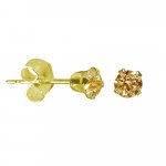 14K Gold Citrine November Birthstone Stud Earrings Round 3mm (GE-1133)