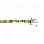 Silver Rhodium Plated Yellow CZ Emerald Cut Tennis Bracelet (BR-CZ-120-O)