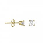 14K Gold White Topaz April Birthstone Stud Earrings Round 3mm (GE-1139)