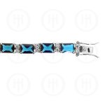 Silver Rhodium Plated Sapphire CZ Emerald Cut Tennis Bracelet (BR-CZ-120-S)