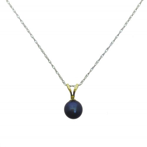 White Gold Blue Pearl Pendant Necklace (GP-1069)