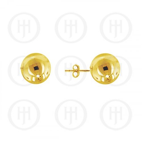 Sterling Silver Gold Plated Ball Stud Earrings 10mm (ST-1026-10G)