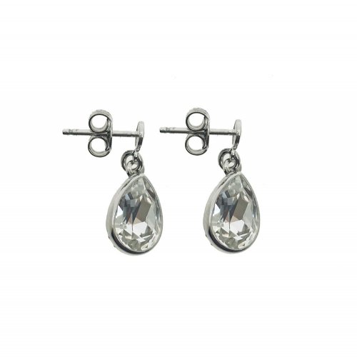 Sterling Silver Swarovski Pear Dangle Stud Earrings (ER-1247)
