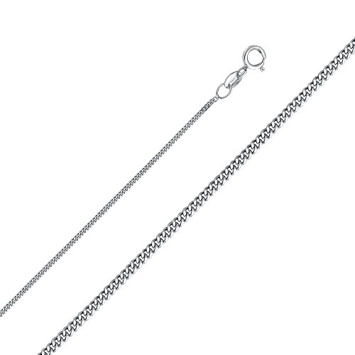 14K White Gold Chain Necklace Curb 1.0mm (GD-030-14W)