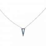 Sterling Silver Long Triangle Necklace, Empty Middle - Blue