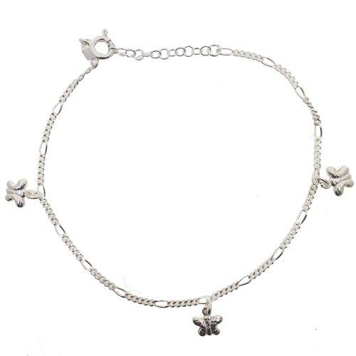 Sterling Silver  Dangling Butterfly Anklet (ANK-1057)