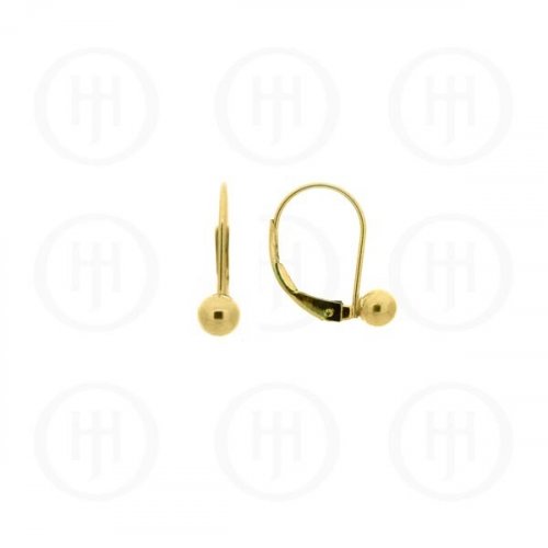 14K Gold Earrings Ball Leverback 3mm(G-LB-3-14K)
