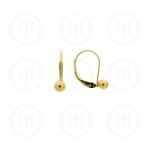 14K Gold Earrings Ball Leverback 3mm(G-LB-3-14K)