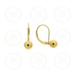 14K Gold Earrings Ball Leverback 5mm(G-LB-5-14K)