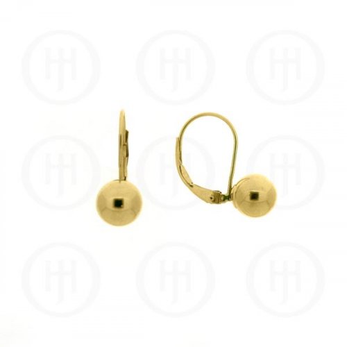 14K Gold Earrings Ball Leverback 6mm(G-LB-6-14K)