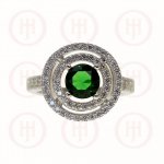 Silver Double Halo & CZ Emerald Ring (R-1263-E)