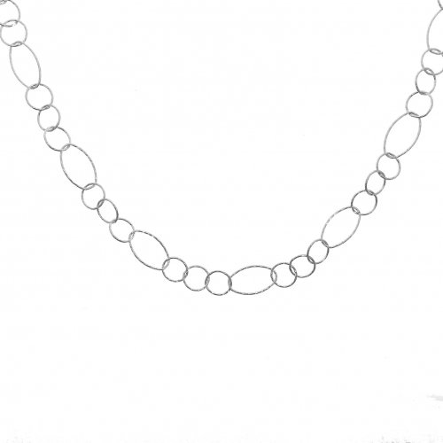 Sterling Silver Rhodium Plated Italian Diamond Cut Oval Link Chain (DCLO-RH)