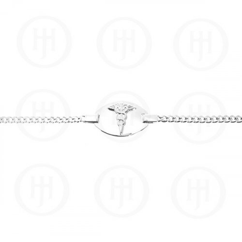 Sterling Silver Rhodium Plated Medical Alert Bracelet Curb 80 3mm (GD-80-MED-RH)