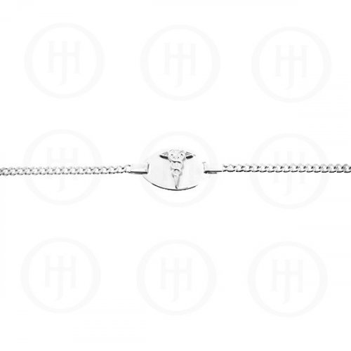 Sterling Silver Rhodium Plated Medical Alert Bracelet Curb 100 3.8mm (GD-100-MED-RH)