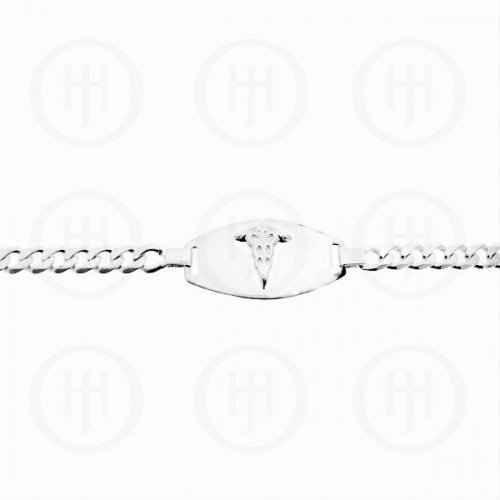 Sterling Silver Rhodium Plated Medical Alert Bracelet Curb 180 6.8mm (GD-180-MED-RH)