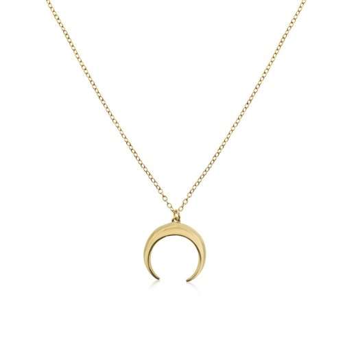 Sterling Silver Plain Crescent Necklace (N-1219)