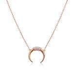 Sterling Silver CZ Crescent Necklace (N-1211)