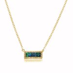 Sterling Silver Rectangular Halo Blue Opal Necklace (N-1214)