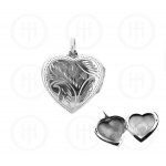 Silver Engraved Heart Locket Pendant 28x28mm(LOC-HE-1033)
