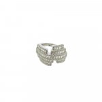 Sterling Silver CZ Staggered Baguette Halo Ring (R-1368)
