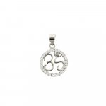 Sterling Silver CZ Om Pendant Round (P-1381)