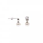 Sterling Silver CZ and Pearl Stud Earrings (ST-1259)