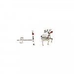 Sterling Silver Rudolph Reindeer with Red Nose Studs (ST-1258)